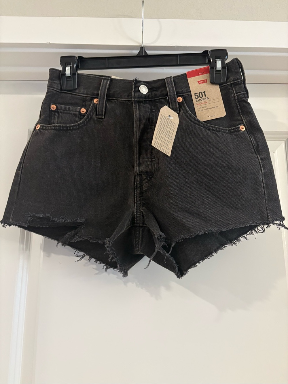 Levi's 501 Black Distressed Cutoff Jean Shorts